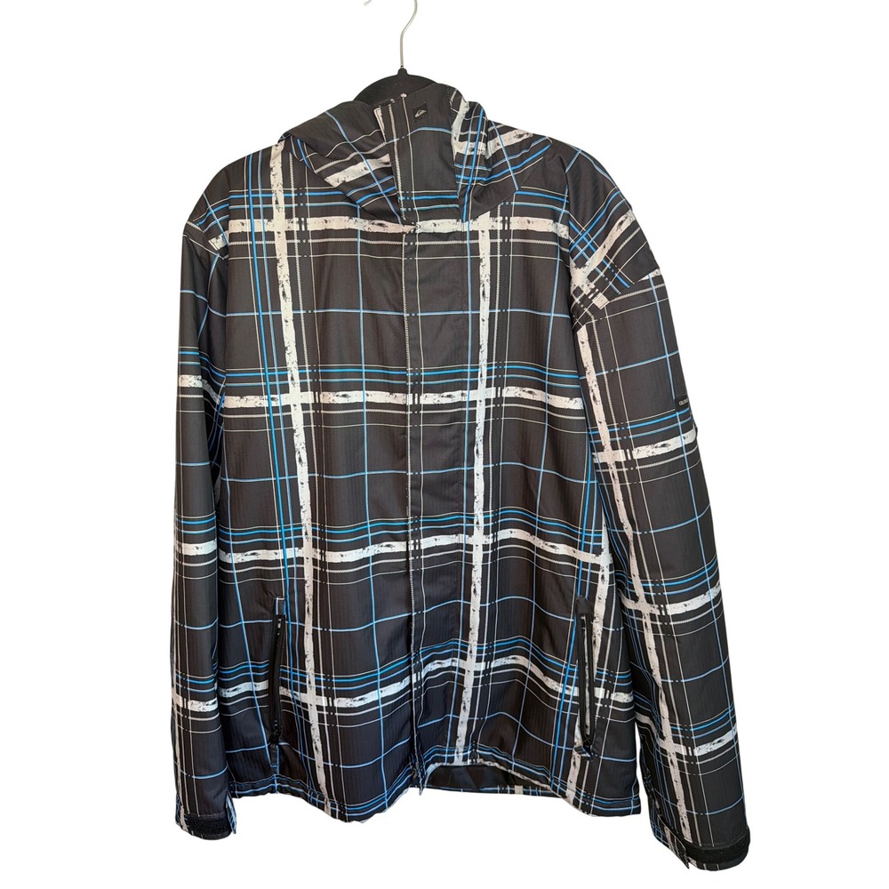 Quiksilver Utility Quiktech 5000MM Plaid Snowboard Jacket Mens XL Black Blue